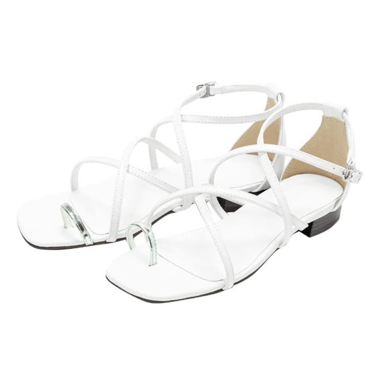 ホワイト | サンダル クロスライン ストラップ | 夢展望