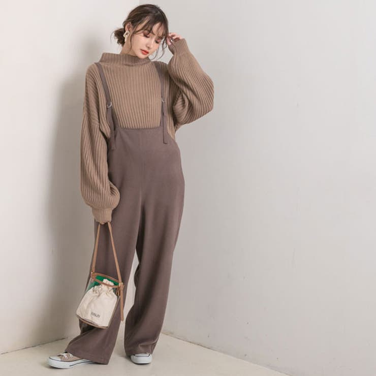 ブラウン | ワイドパンツ ストレッチ フェイクウール | 夢展望