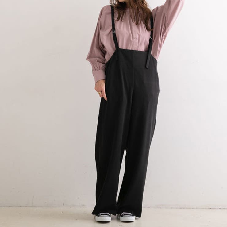 ブラック | ワイドパンツ ストレッチ フェイクウール | 夢展望