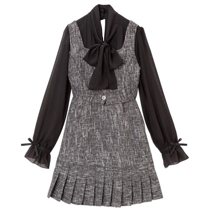 ドッキング風ツイードボウタイワンピース 韓国 オルチャン 夢展望 品番 Yu Dearmylove ディアマイラブ のレディースファッション通販 Shoplist ショップリスト