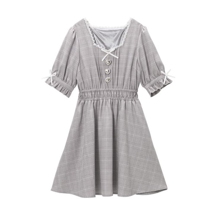 シャーリングハートボタンワンピース 韓国 オルチャン 夢展望 品番 Yu Dearmylove ディアマイラブ のレディースファッション通販 Shoplist ショップリスト