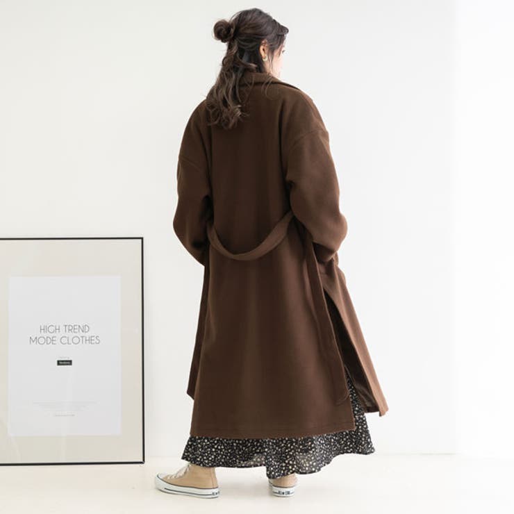 ベルト付き ロング コート 韓国 オルチャン 夢展望[品番：YU000044718