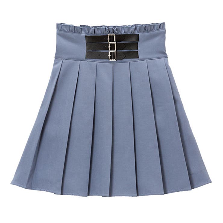 ブルー | 3連バックルベルトプリーツスカート 韓国 オルチャン 夢展望 | DearMyLove