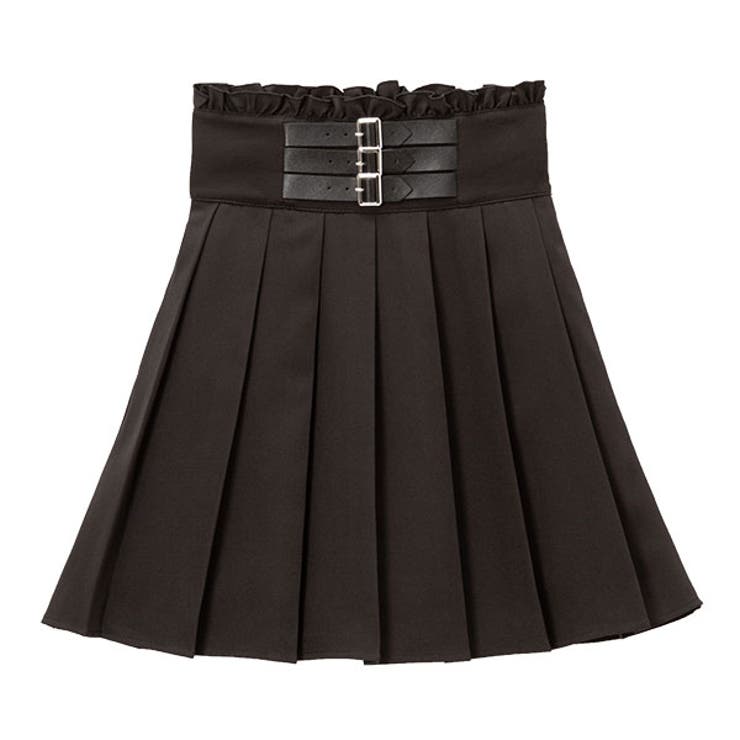 ブラック | 3連バックルベルトプリーツスカート 韓国 オルチャン 夢展望 | DearMyLove