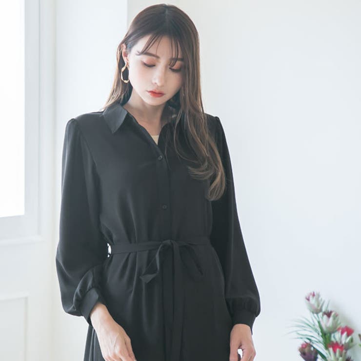 フィッシュテール ハイネック ロング丈ワンピース[品番