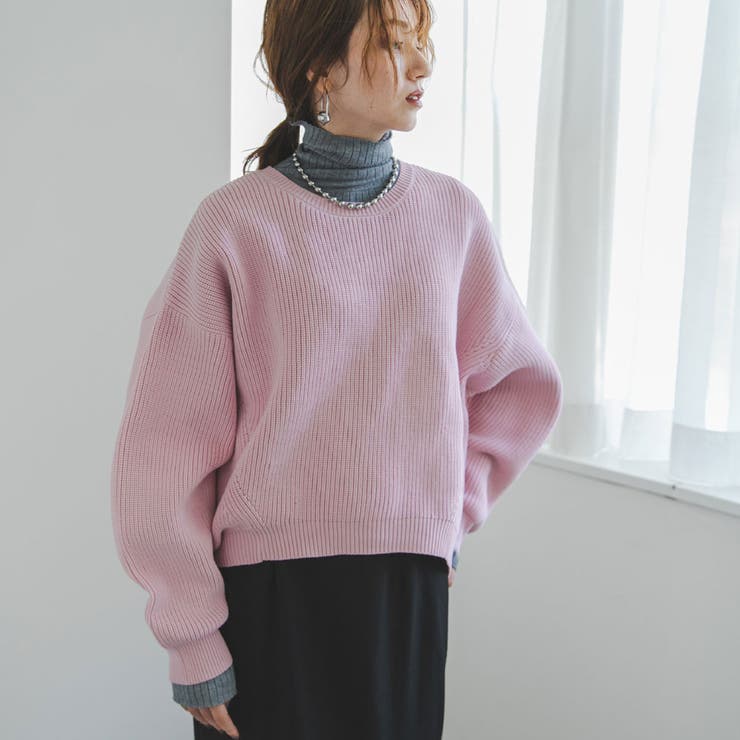 スモークピンク | 変形アーム前後差カラフルダンボールニット 韓国 夢展望 | 夢展望