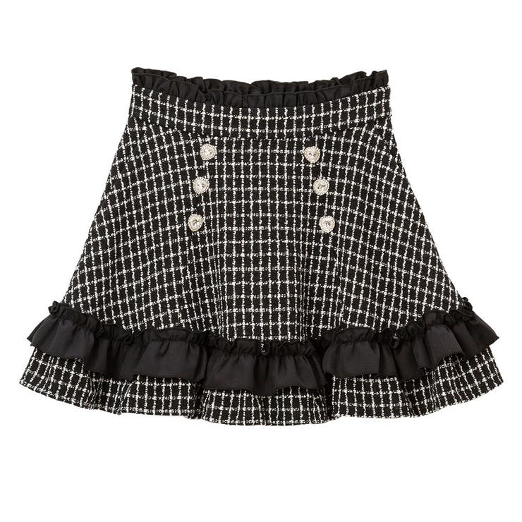 ミニ　ブラック | ハートビジューフリルツイードスカート 量産型 地雷系 夢展望 | DearMyLove