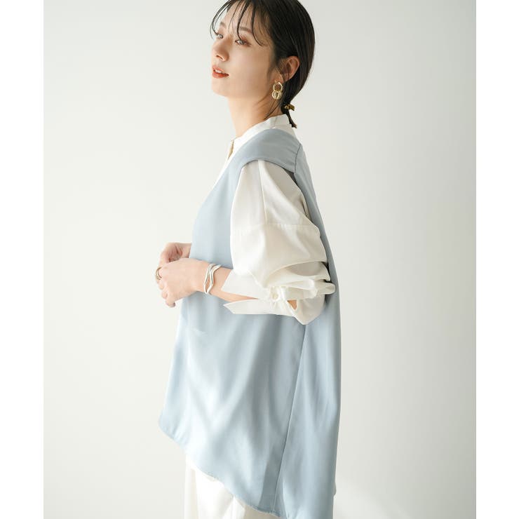 サックス | ショルダータックVネックベスト 韓国 夢展望 | 夢展望