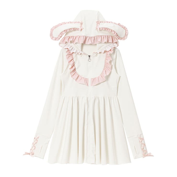 ホワイト | うさ耳ワンピースラッシュガード 量産型 地雷系 夢展望 | DearMyLove