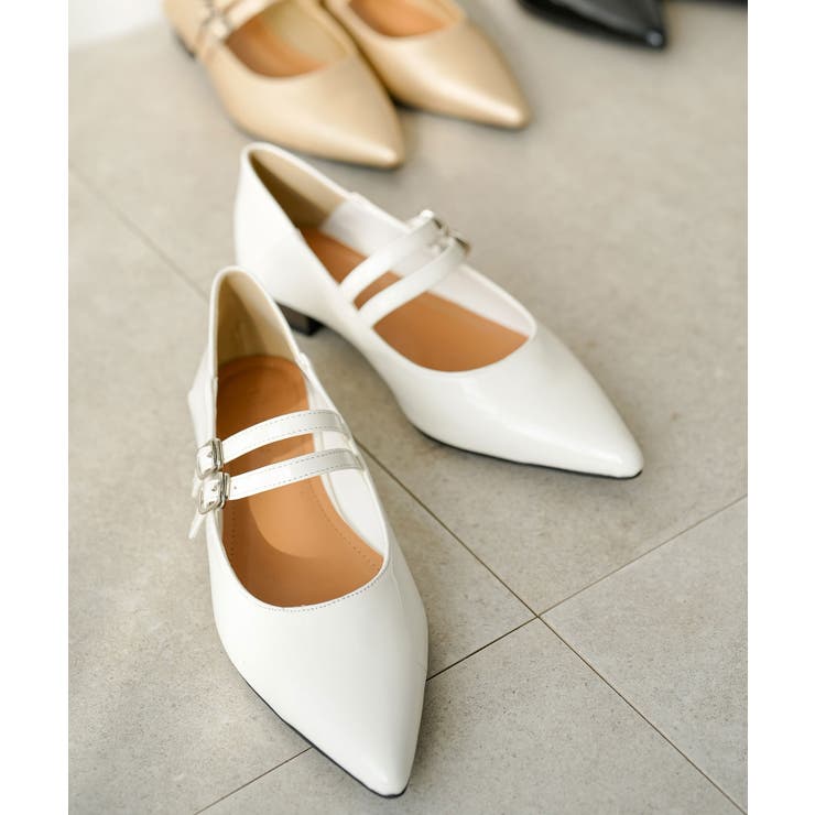 アイボリー | ダブルストラップパンプス 韓国 夢展望 | 夢展望