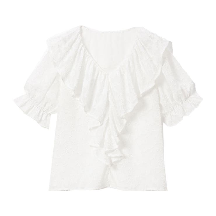 ホワイト | エアリーフリルギャザーブラウス 量産型 地雷系 夢展望 | DearMyLove