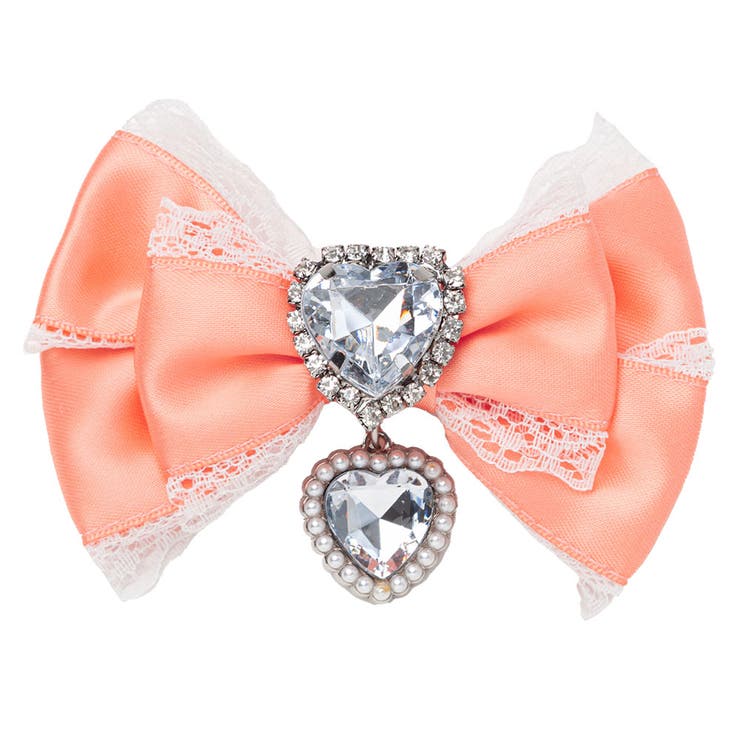 キラキラハートビジューレース2個セットリボンクリップ 量産型 地雷系