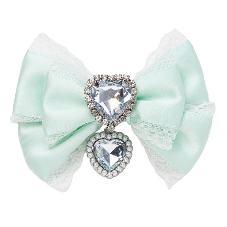 ミント | キラキラハートビジューレース2個セットリボンクリップ 量産型 地雷系 夢展望 | DearMyLove