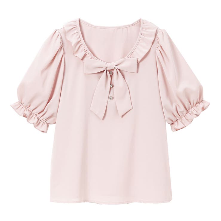 ピンク | リボンビジューフリル襟ブラウス 量産型 地雷系 夢展望 | DearMyLove