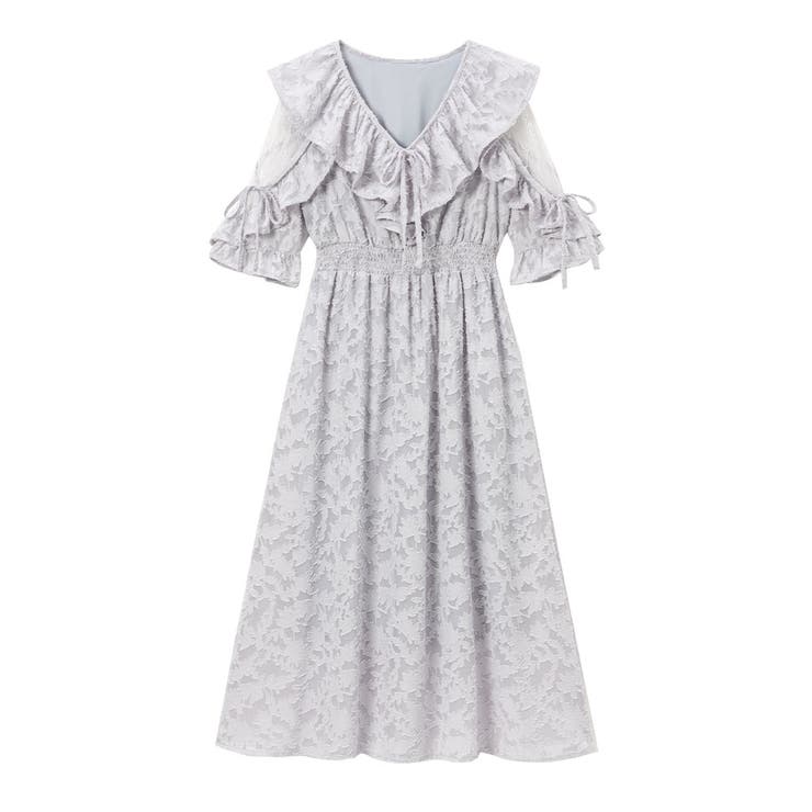 ブルーグレー | ショルダーレースモテフリルワンピース 量産型 地雷系 夢展望 | DearMyLove