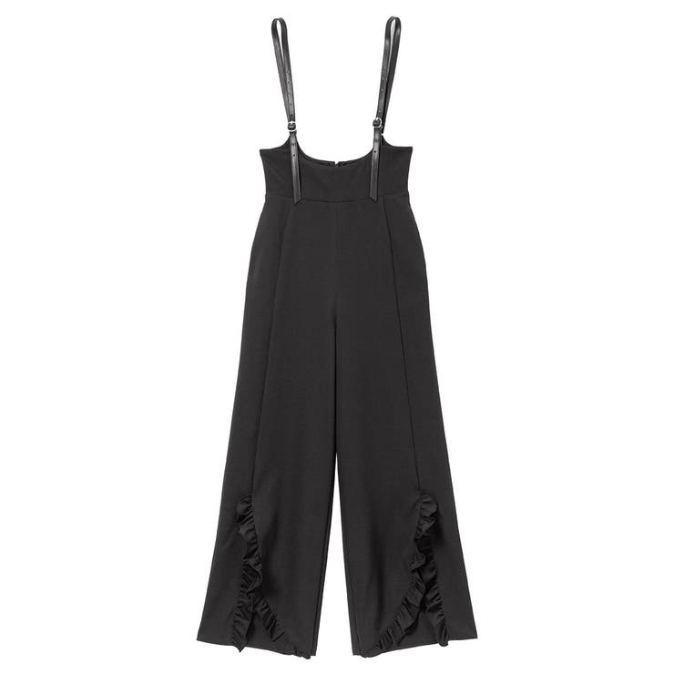 ブラック | フリルサスペンダーワイドパンツ 量産型 地雷系 夢展望 | DearMyLove