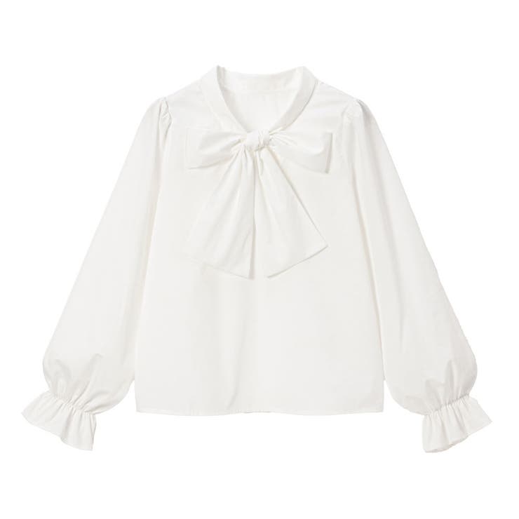 ホワイト | シンプルボウタイシャツブラウス #シワになりにくい 量産型 地雷系 夢展望 | DearMyLove