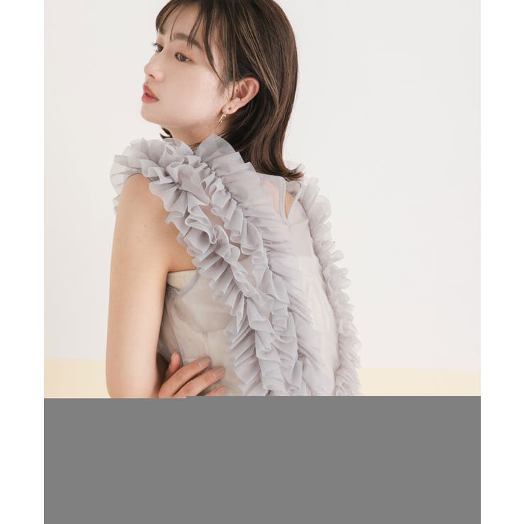 チュールフリルショートベスト 韓国 夢展望[品番：YU000047501]｜夢