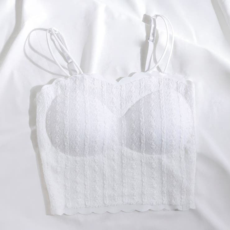 ホワイト | パット入りスカラップレースキャミソール 韓国 夢展望 | 夢展望