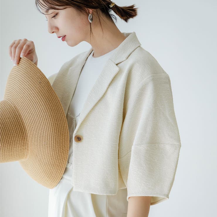 アイボリー | ランタンスリーブテーラードジャケット 韓国 夢展望 | 夢展望