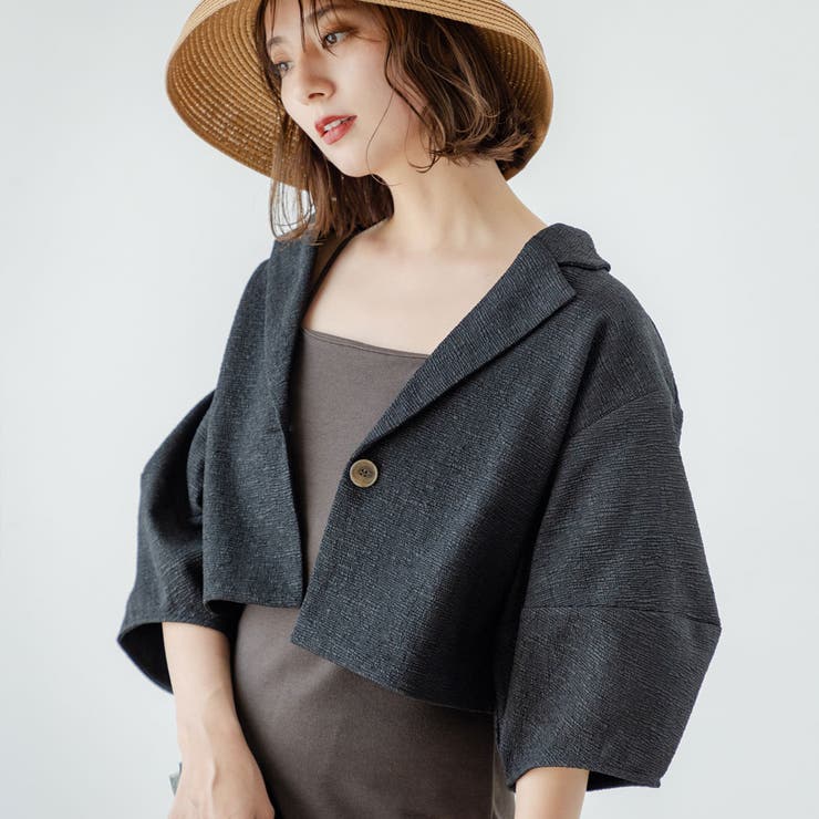 ブラック | ランタンスリーブテーラードジャケット 韓国 夢展望 | 夢展望