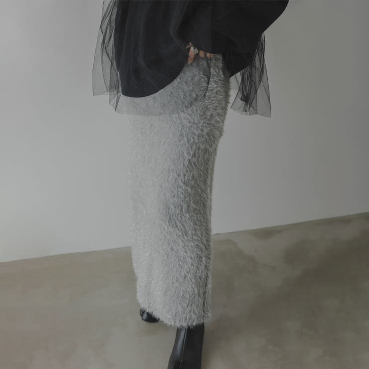 グレー | ラメフェザーヤーンスカート 韓国 夢展望 | 夢展望