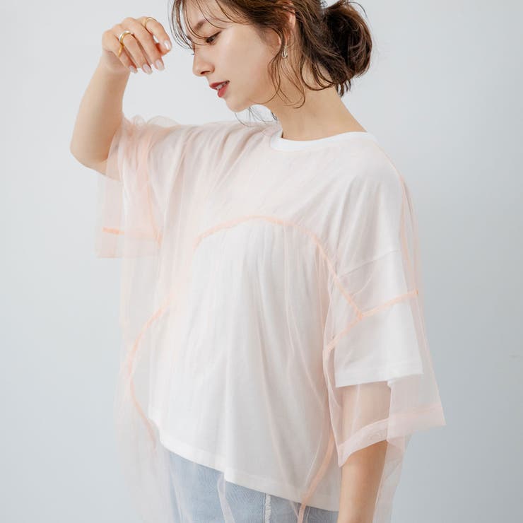 ピンク | チュールレイヤードTシャツ 韓国 夢展望 | 夢展望