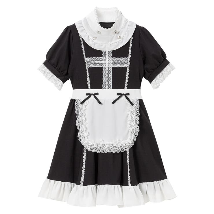 膝上　ブラック×ホワイト | ナースメイドレースワンピース 量産型 地雷系 夢展望 | DearMyLove