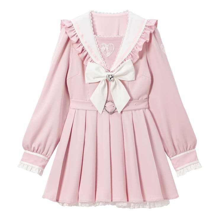 ミニ　ピンク | ハートレースリボンセーラーワンピース 量産型 地雷系 夢展望 | DearMyLove