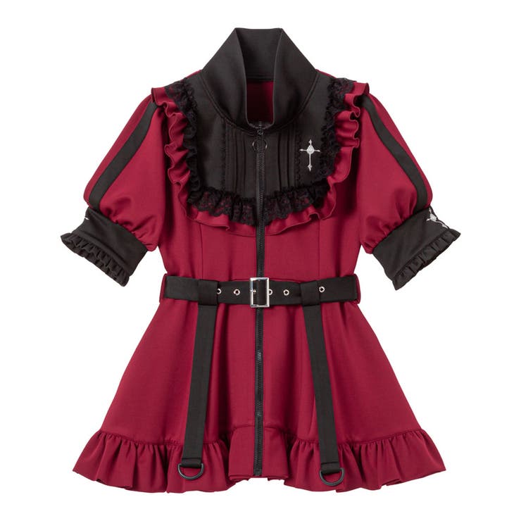 チュニック　ボルドー | 十字架刺繍フリルシスタージャージワンピース 量産型 地雷系 夢展望 | DearMyLove