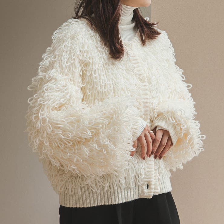 アイボリー | ループヤーン前後2wayカーディガン 韓国 夢展望 | 夢展望