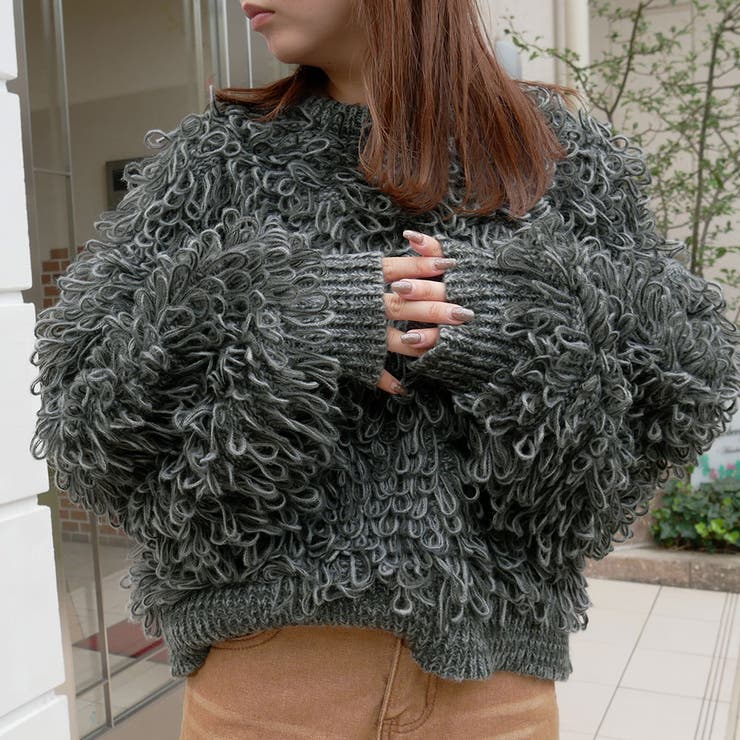 チャコールグレー | ループヤーン前後2wayカーディガン 韓国 夢展望 | 夢展望