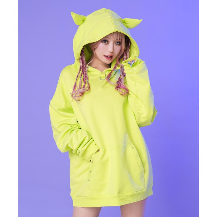 【美品】DEXCORE プルオーバー パーカー DIMLIM DEVILOOF 上質スウェットデビル悪魔の角耳付きオーバースウェットorZIP