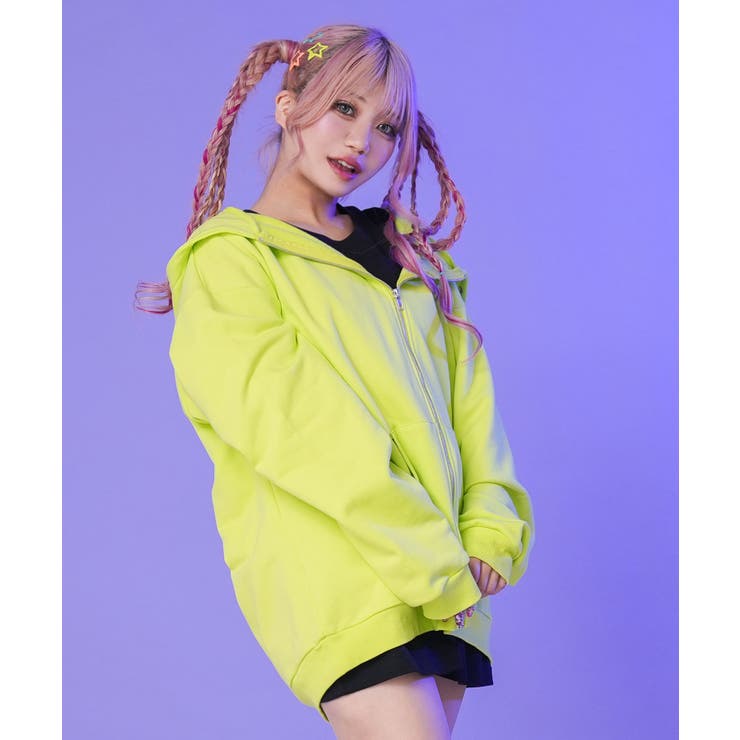 上質スウェットデビル悪魔の角耳付きオーバースウェットorZIPパーカー