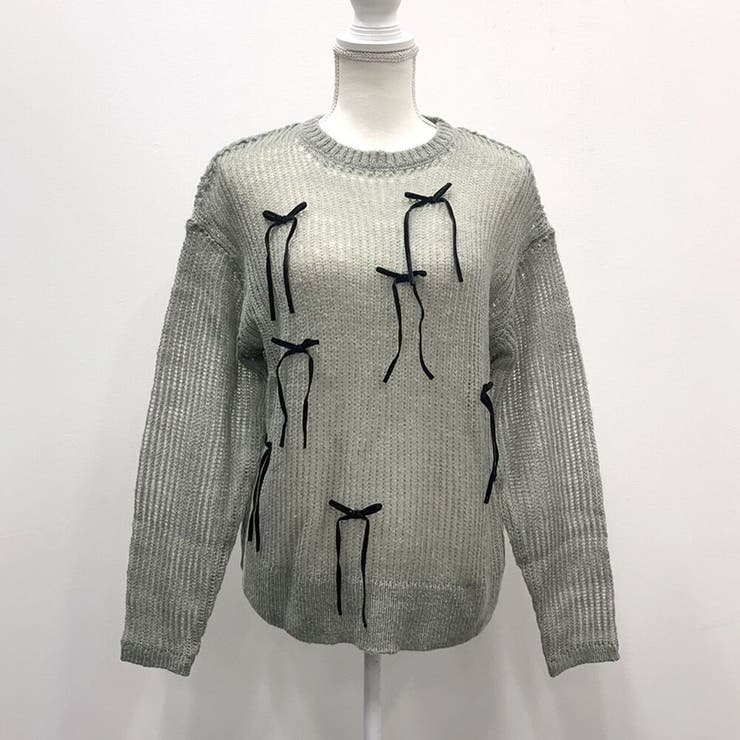 グレー | ランダムリボンシアーニット 量産型 地雷系 夢展望 | DearMyLove