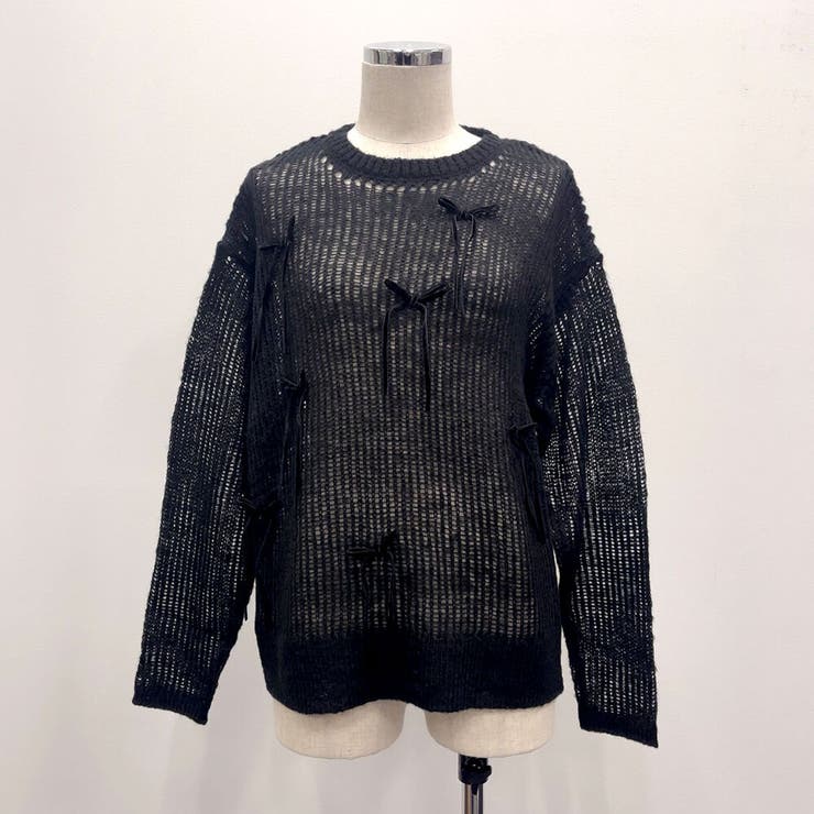 ブラック | ランダムリボンシアーニット 量産型 地雷系 夢展望 | DearMyLove