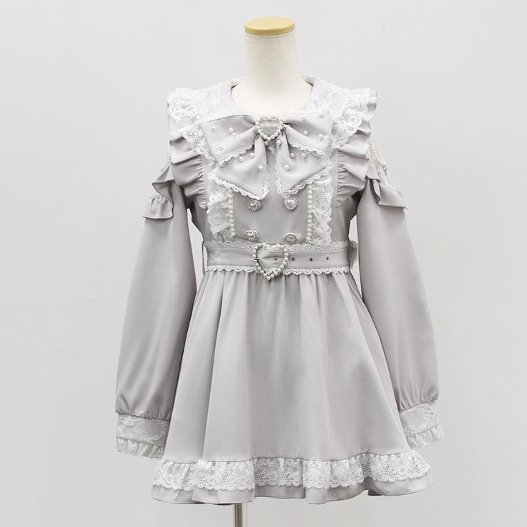 Dear my love ハートボタンパールチェーンレースフリルワンピース ハートボタンパールチェーンレースフリルワンピース 量産型 地雷系 夢