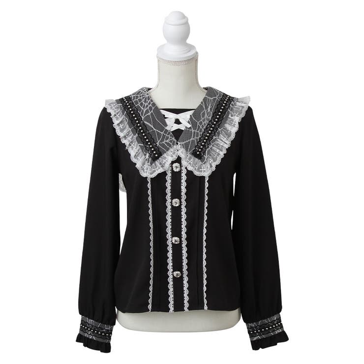 ブラック×ホワイト | 角襟クモレーススタッズブラウス 量産型 地雷系 夢展望 | DearMyLove