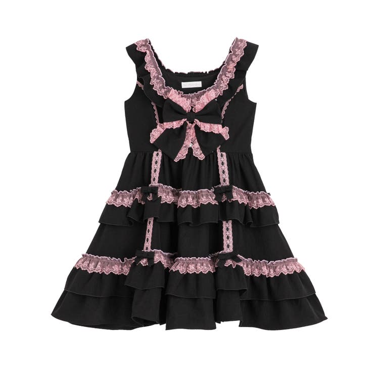 ブラック×ピンク | フリルたっぷりはしごレースリボンジャンスカ 量産型 地雷系 夢展望 | DearMyLove