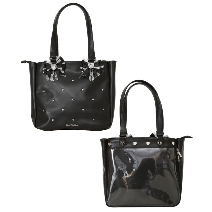 ブラック | ハートスタッズキルティングリボン痛バッグ 量産型 地雷系 夢展望 | DearMyLove