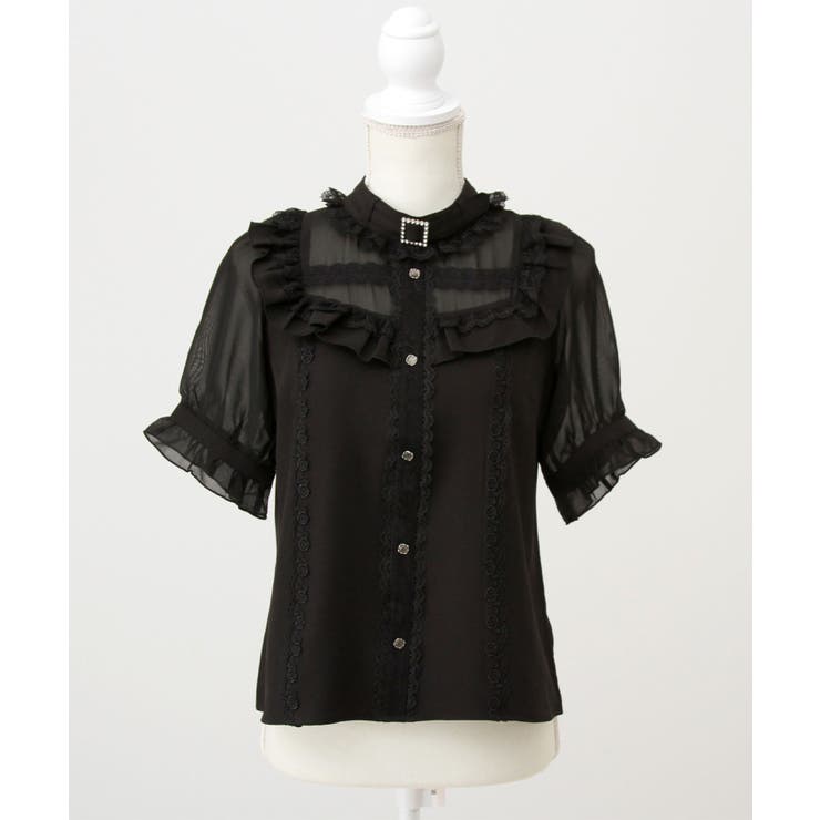 ブラック | チョーカー風クロスレースブラウス 量産型 地雷系 夢展望 | DearMyLove