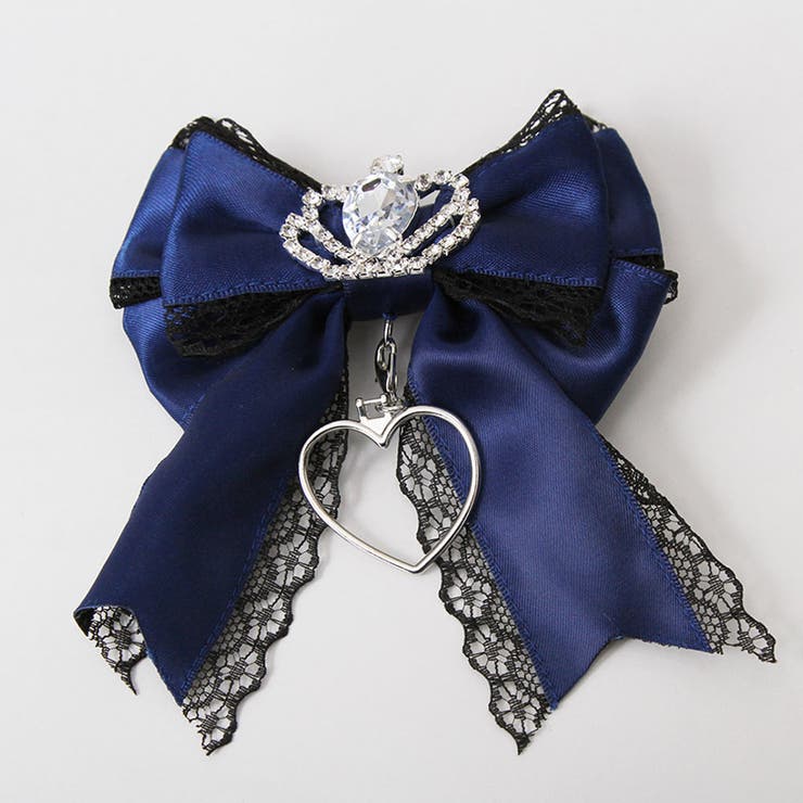 ブルー×ブラック | ときめき王冠ビジューレースリボン2個セットヘアクリップ 量産型 地雷系 夢展望 | DearMyLove