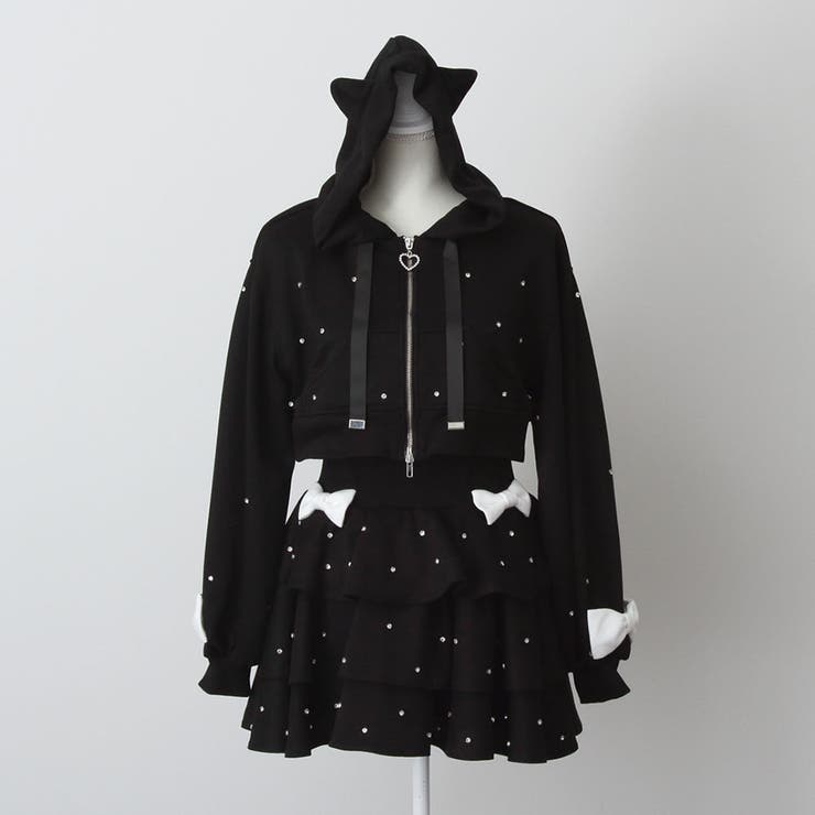 ねこみみビジューパーカーセットアップ 量産型 地雷系 夢展望[品番