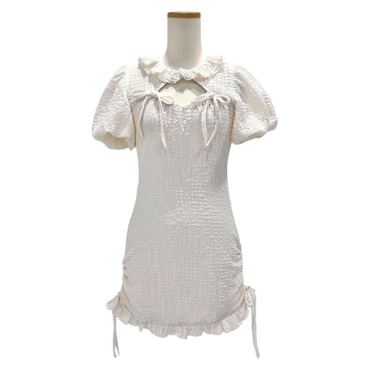 アイボリー | オープンリボンドロストシャーリングワンピース 量産型 地雷系 夢展望 RS | 夢展望