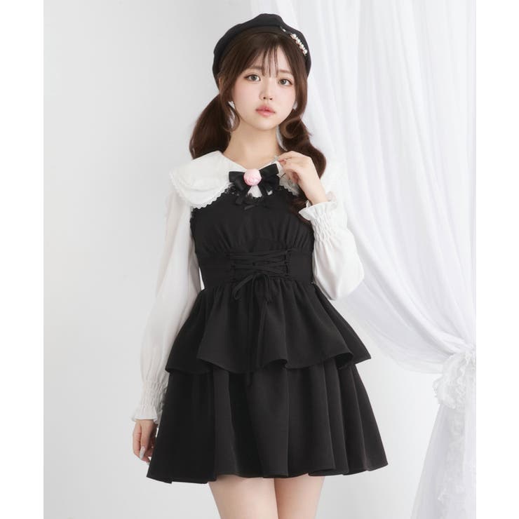 ブラック | レースアップティアードキャミワンピース 量産型 地雷系 | DearMyLove