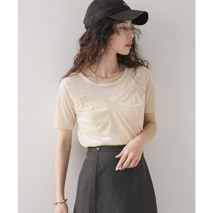 アイボリー | ビスチェデザインシアーベロアトップス 韓国 夢展望 | 夢展望