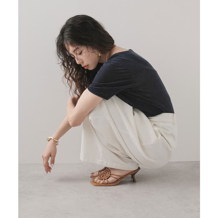 ネイビー | ビスチェデザインシアーベロアトップス 韓国 夢展望 | 夢展望