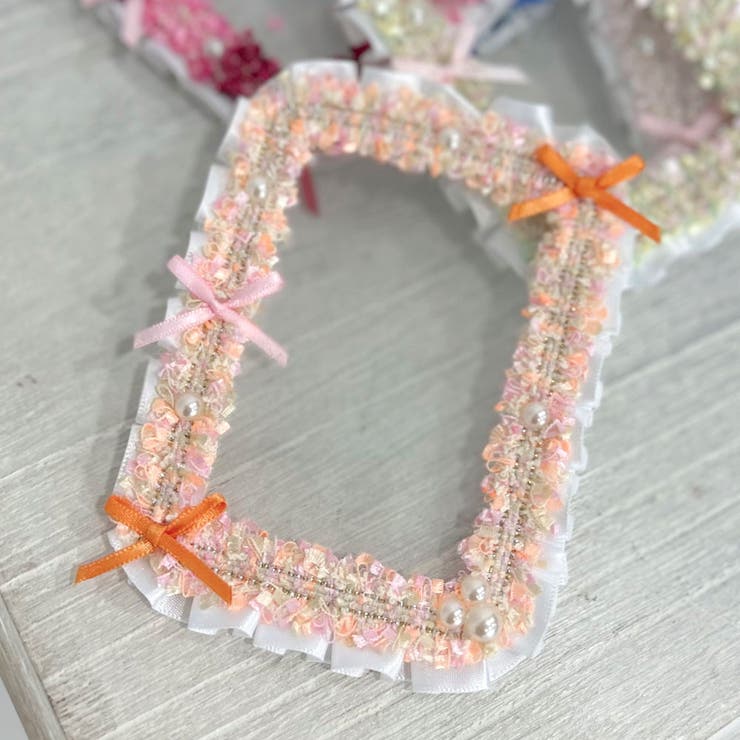 オレンジ | 推し活ツイードリボントレカケース 量産型 地雷系 夢展望 | DearMyLove