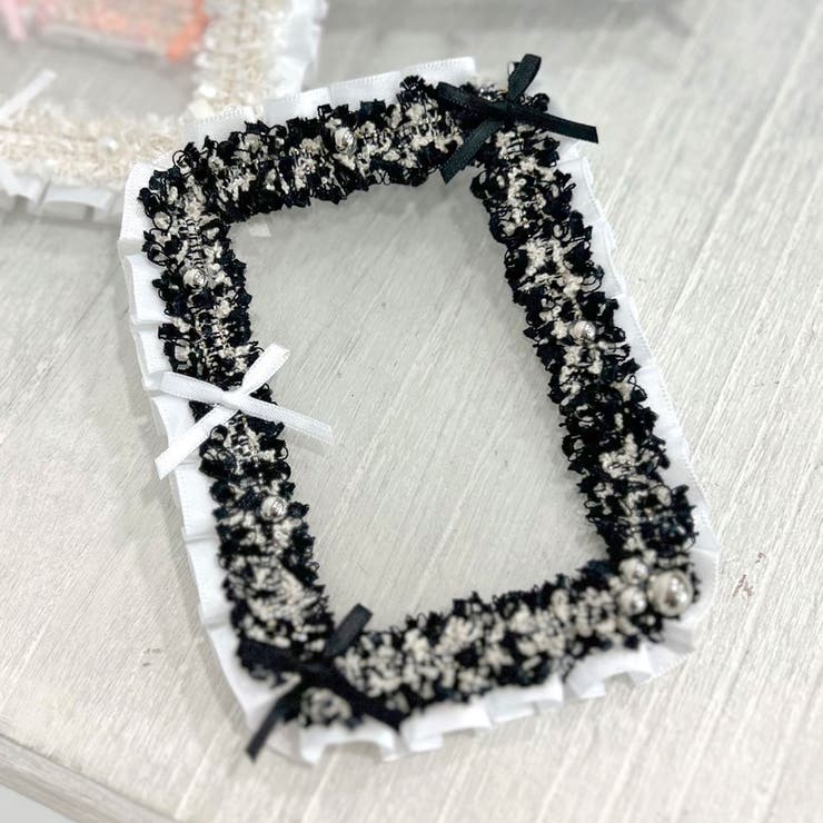 ブラック | 推し活ツイードリボントレカケース 量産型 地雷系 夢展望 | DearMyLove