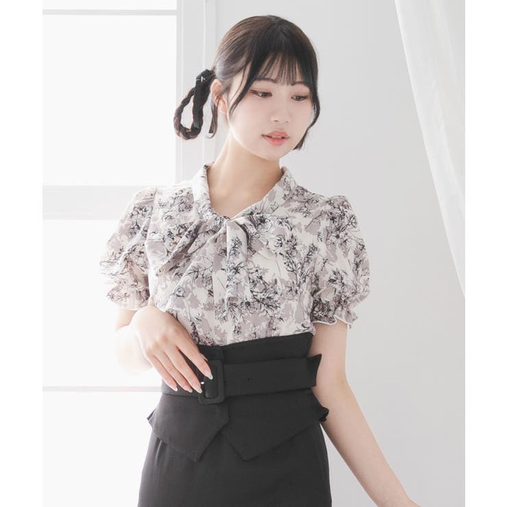 トワルドジュイ　グレー | 選べる柄シンプルボウタイシャツブラウス 量産型 地雷系 夢展望 RS | 夢展望